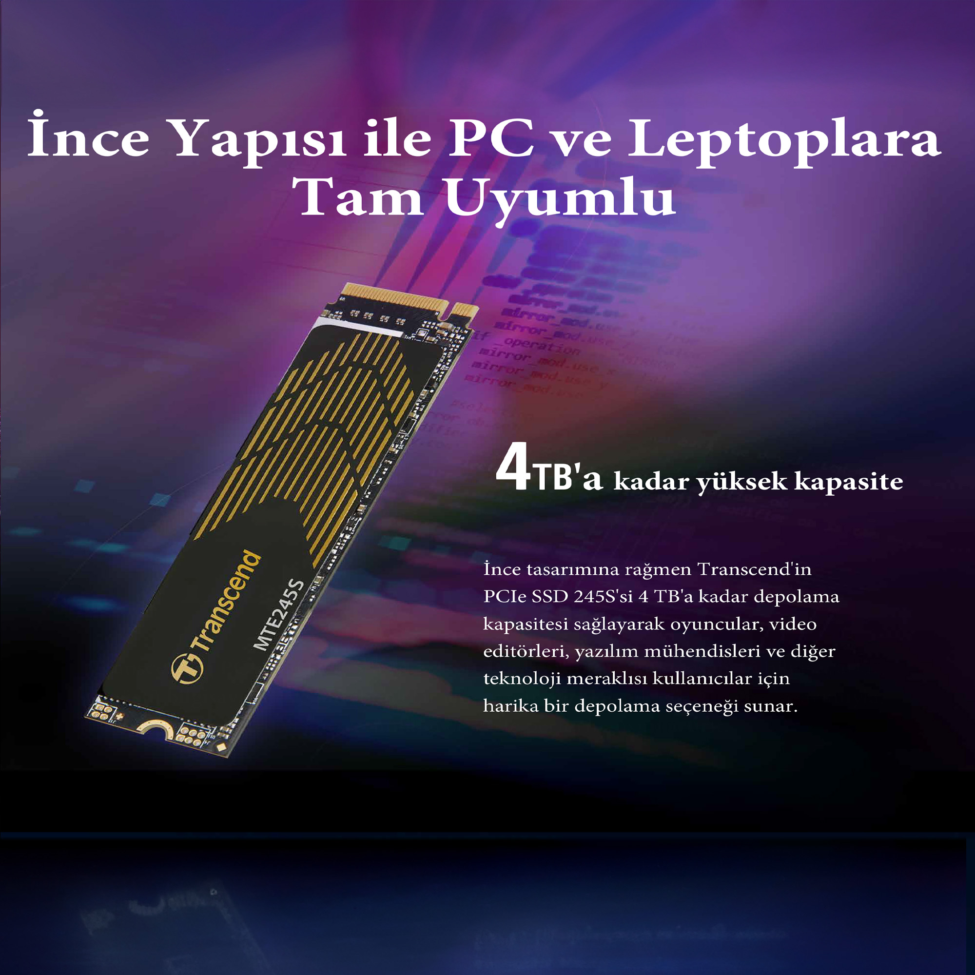 Transcend TS4TMTE245S  Transcend PCIe SSD 245S M.2 4 To PCI Express 4.0 3D  NAND NVMe