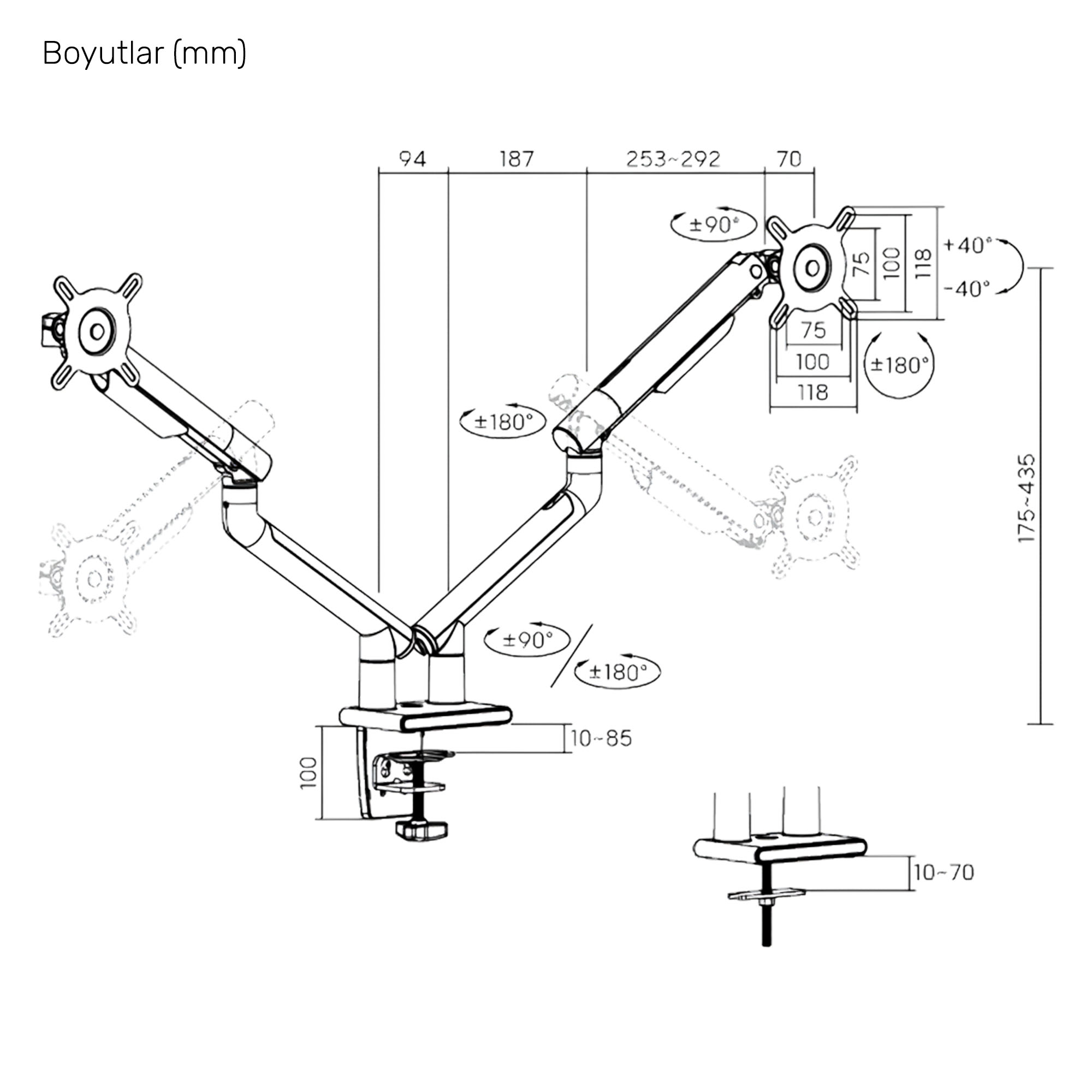 NPO STD49024 Monitör Kolu