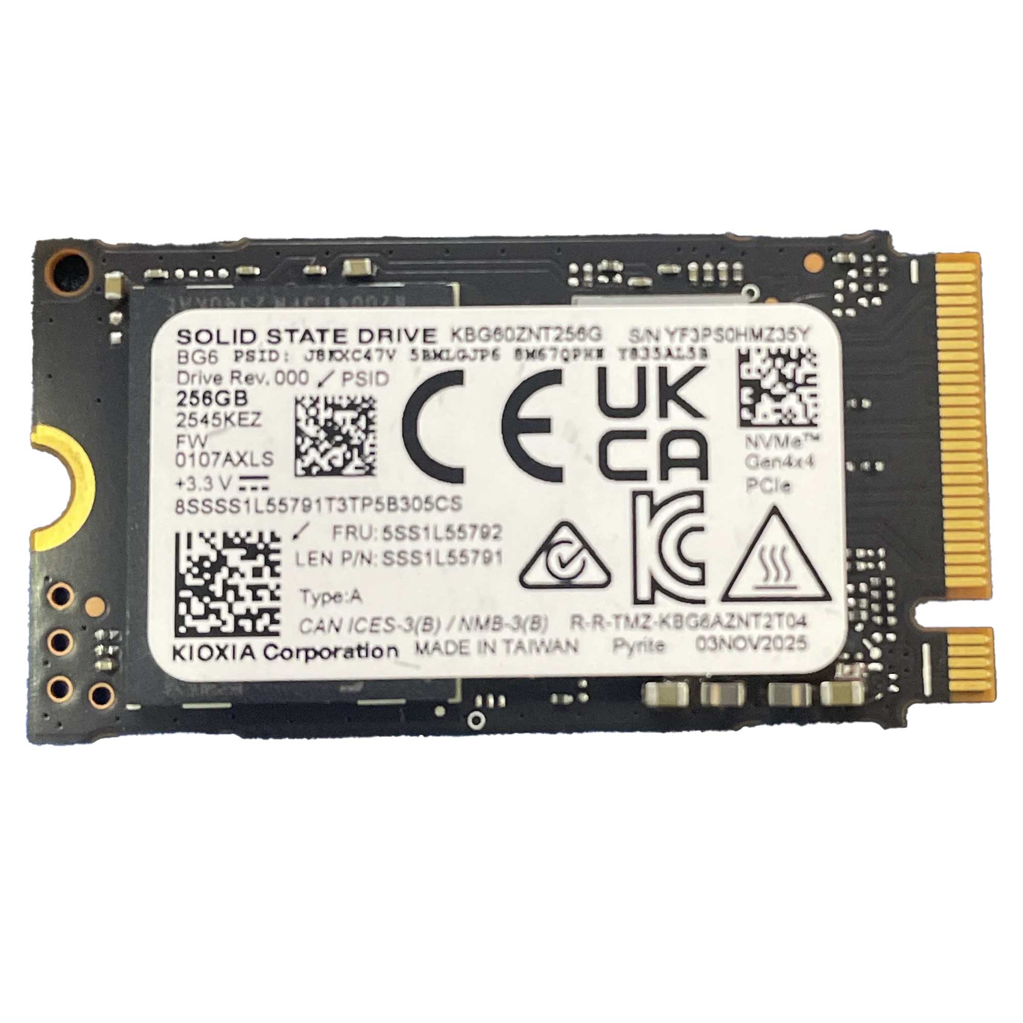 KIOXIA KBG60ZNT256G 256GB NVMe SSD
